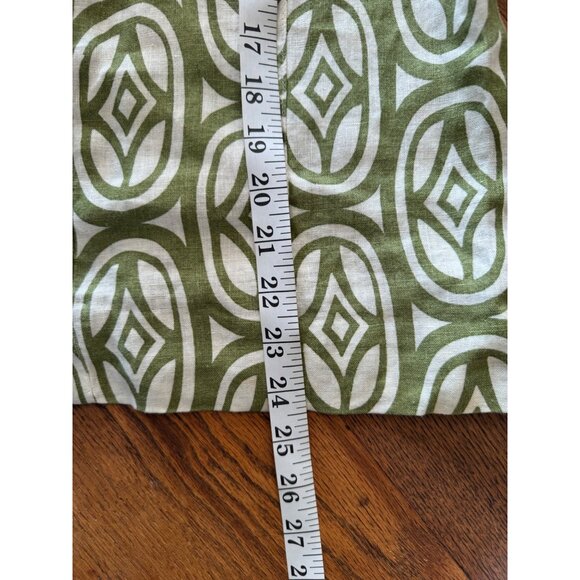 Linen Shirt 12 Green White Geometric Print Button-Up By JM Collection - Picture 9 of 9